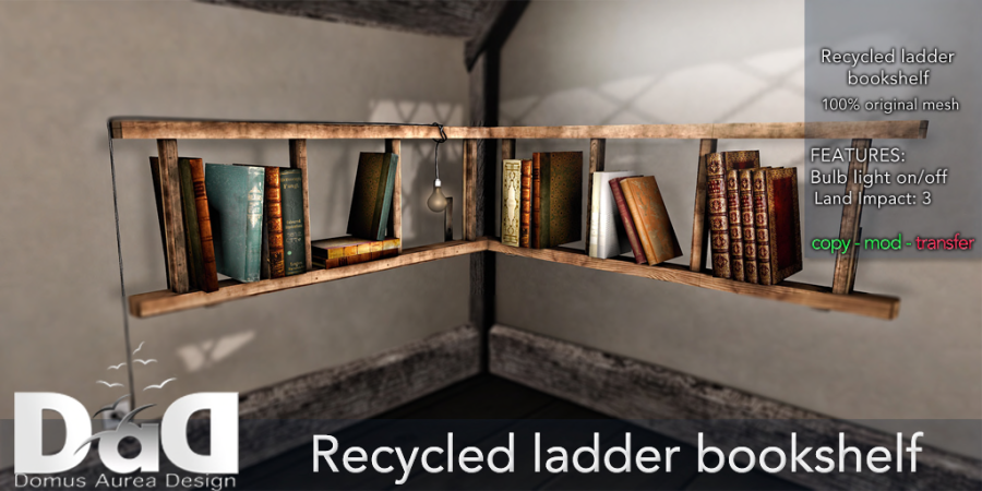 Recycled ladder bookshelf AD